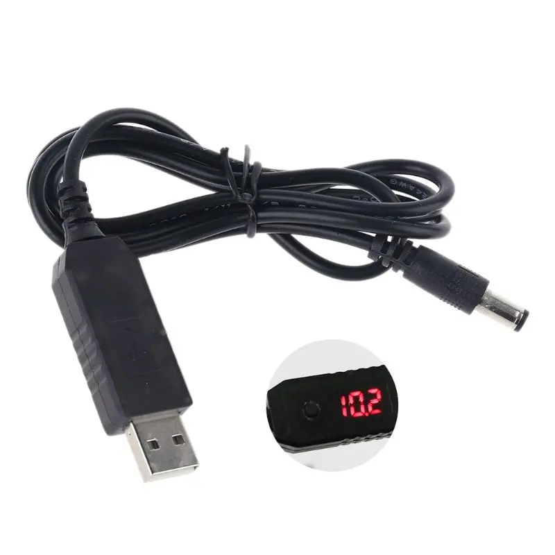 

QC3.0 USB to 5V-12V Adjustable Voltage 5.5x2.1mm Power Cable for WiFi Router LED
