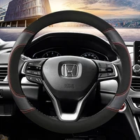 38cm suede cow leather steering wheel covers for honda accord city civic fit brio crv hrv mobilio odyssey accessories