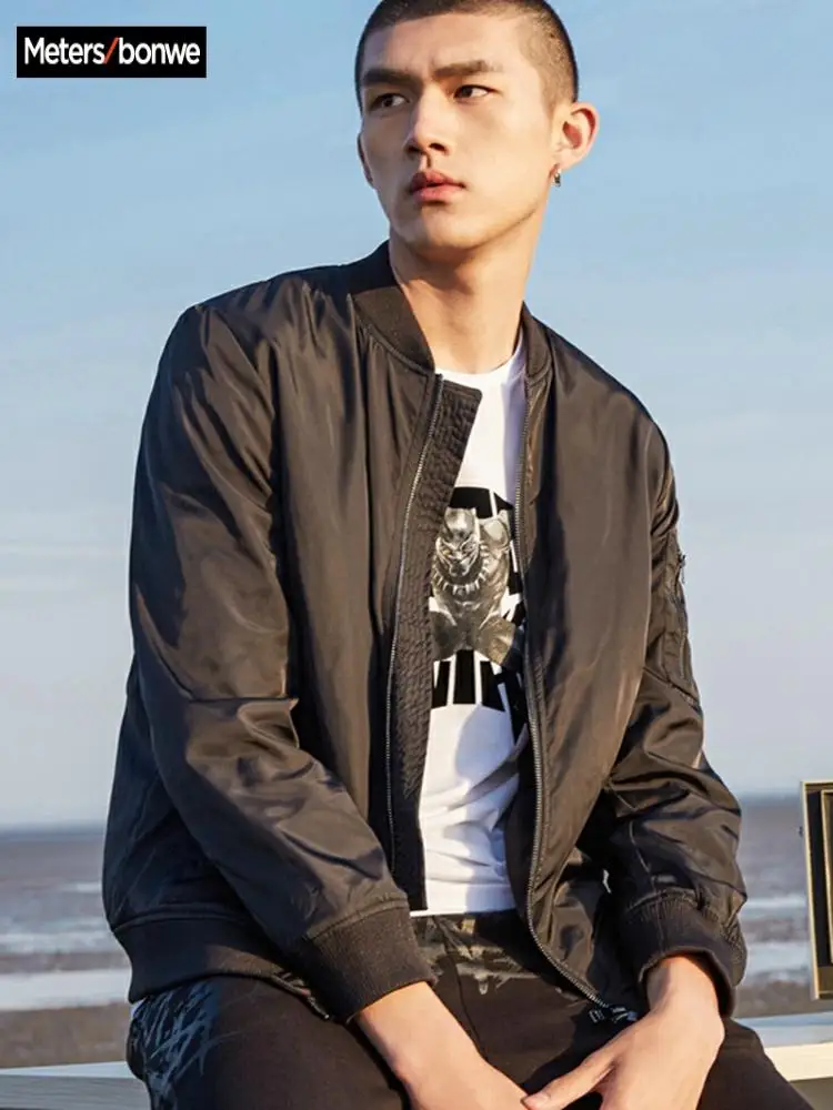 Me & City мужская повседневная куртка модная атласная бейсбольная Мужская Уличная