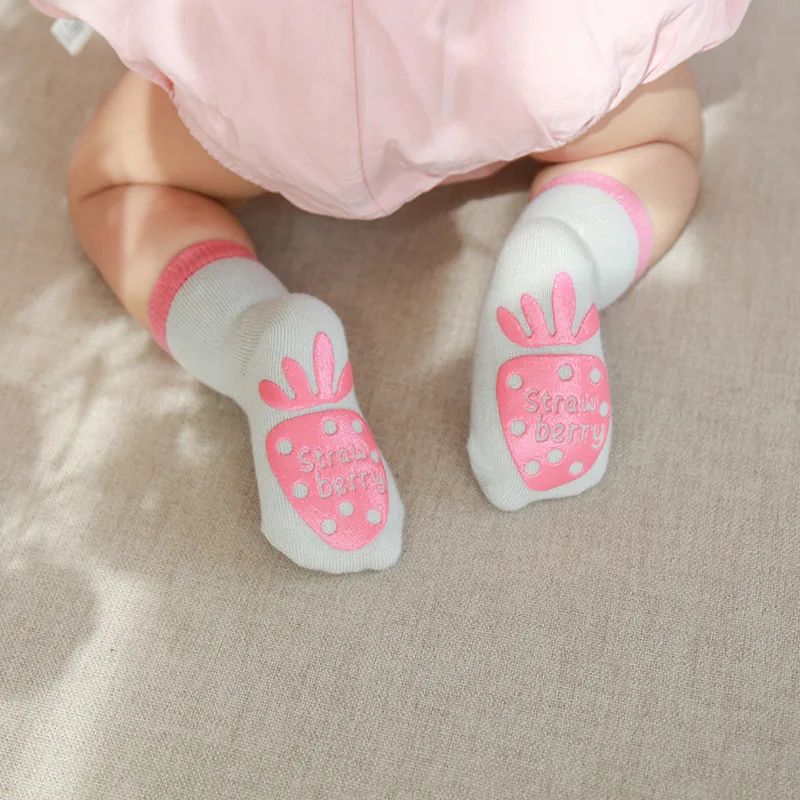 

Baby Soft Anti-slip Rubber Soled Socks Newborn Toddler Socks Shoes Fruit Point Printed Cotton Socks for Boy Girl Winter Autumn