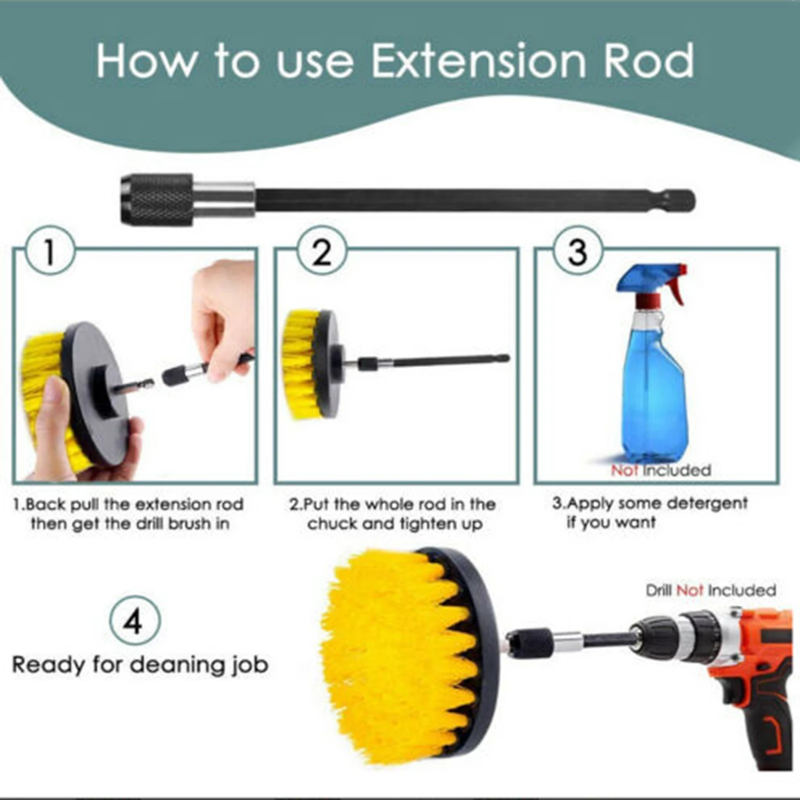

6Pcs Power Scrubber Cleaning Kit All Purpose Drill Brush Set Bathroom Tile Grout Cleaning