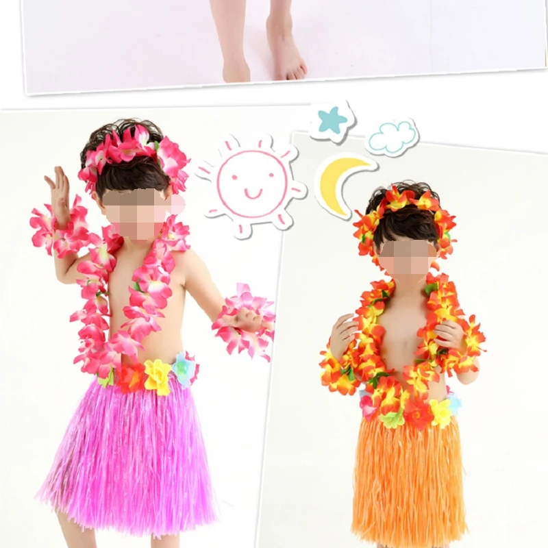 Пластиковые юбки Черлидинга Гавайские танцевальные костюмы для девочек детские