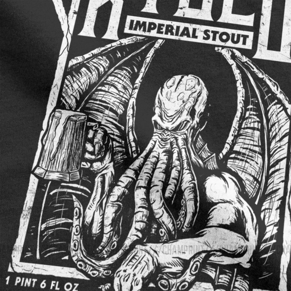 Call Of Cthulhu Ktulu, Мужская футболка, осьминог, пиво, смешная, чистый хлопок, короткий рукав, футболки, вырез лодочкой, футболки 4X 5X 6X, топы