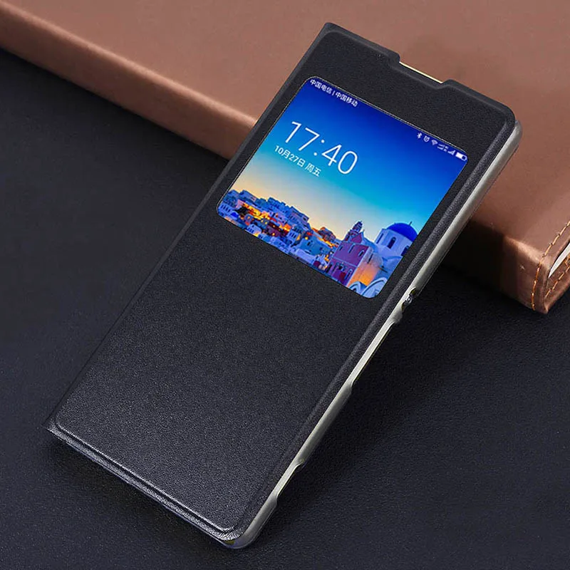 Black Кожаный чехол-книжка для sony Xperia XA XperiaXA sony XA F3111 F3113 F3115 Dual F3112 F3116 чехол для телефона с прозрачным окошком - Цвет: Black