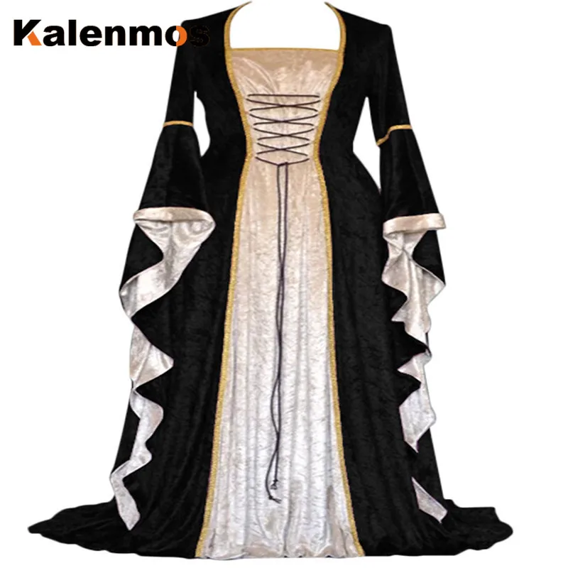 Ретро модное платье макси Хэллоуин косплей костюм маскарадный Готический