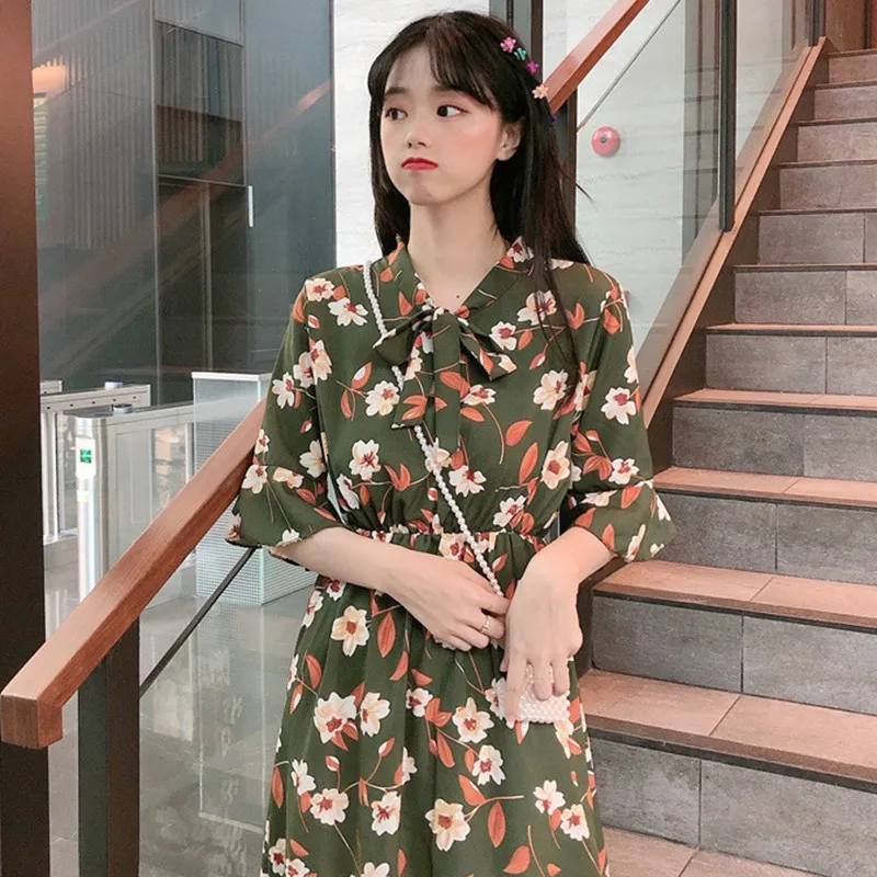 Женское шифоновое платье с круглым вырезом коротким рукавом бабочкой и