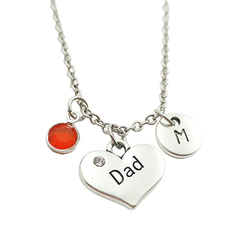 

Dad Family Necklace Birthstone Creative Initial Letter Monogram Fashion Jewelry Women Christmas Gifts Accessories Pendant