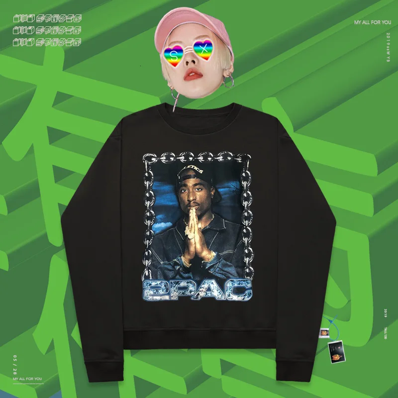Oldschool стиль свитшоты дать приветствие бандит банды рэп 2pac круглый вырез ничего