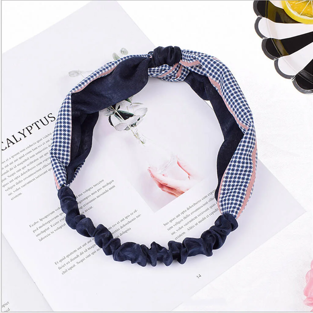 Женское оголовье в клеточку эластичные резинки для волос мягкие контрастные