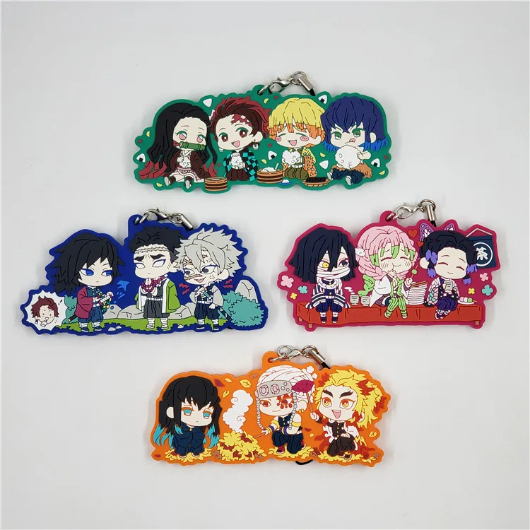 Резиновый брелок для ключей Demon Slayer Kimetsu no Yaiba Anime Kamado Tanjirou Nezuko Zenitsu Sabito Tomioka Giyuu Shinobu