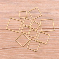 10pcs 3 size square charm gold stainless steel pendant open bezels hollow pressed resin frame mold bezel diy jewelry making