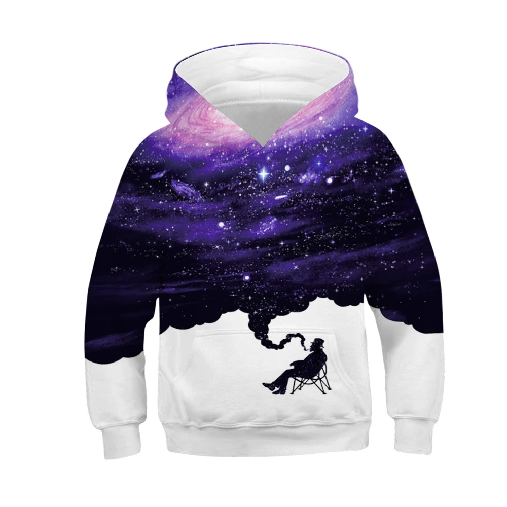 Children's Sports Hoodies Black/White 3D Print Kids Sweatshirts Junior Child Long Sleeve Pullover 4-13y Boy/Girl Hooded Sweaters