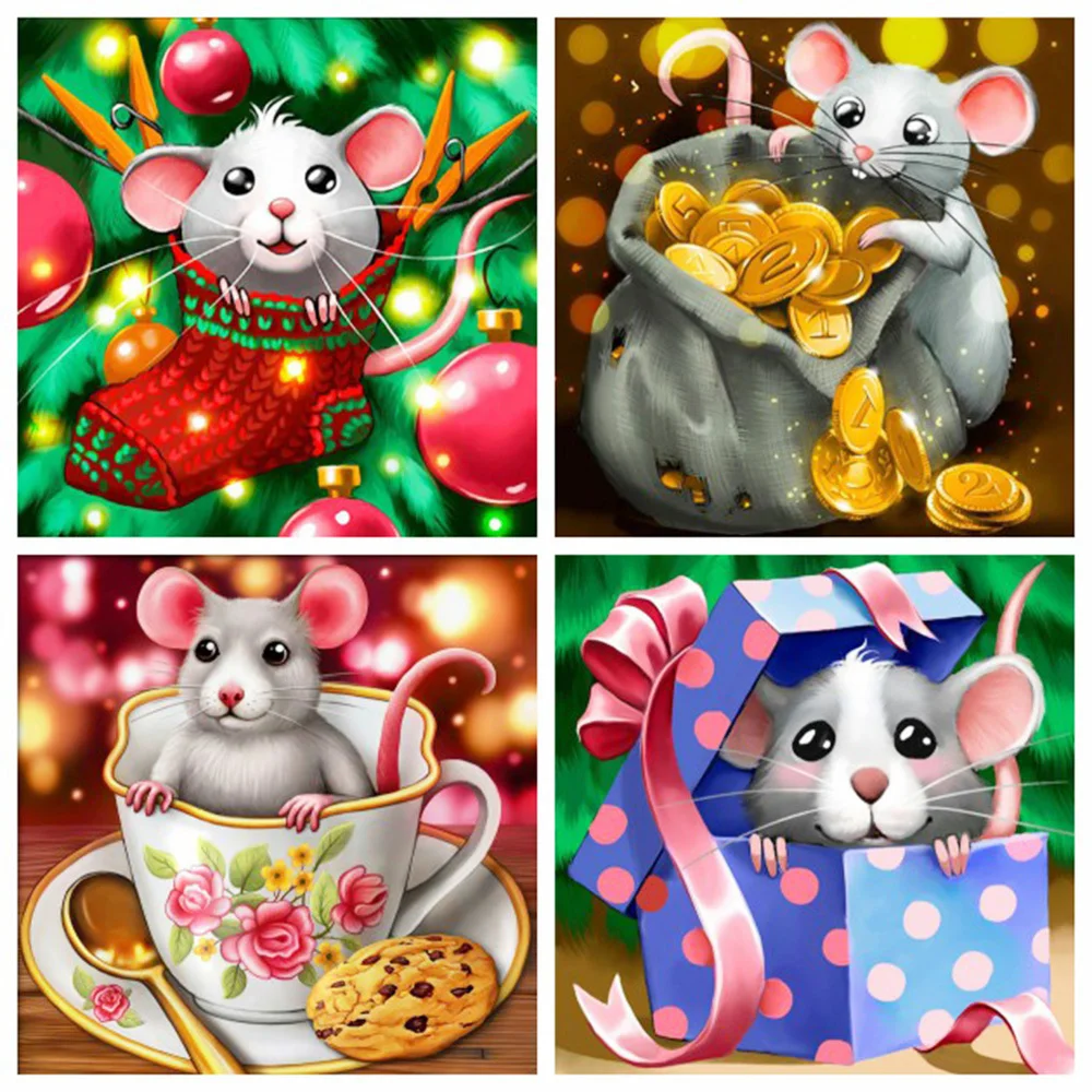 

Алмазная 5D картина HUACAN, Рождественский подарок «сделай сам», полный набор для вышивки с животными, творческие хобби