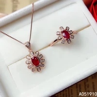 kjjeaxcmy boutique jewelry 925 sterling silver inlaid natural ruby pendant ring female suit support detection trendy