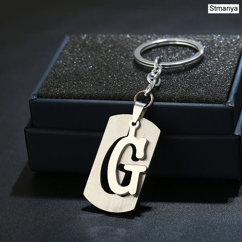 G DIY из нержавеющей стали A-Z буквы брелок талисман 26 букв брелок мужской женский брелок пара подарок ювелирные изделия автомобильный брелок - Цвет: G