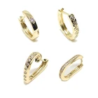 Новые Классические серьги-кольца в форме сердца из настоящего золота с кристаллами для женщин, латунные круглые u-образные серьги, ювелирные изделия для девочек, подарки