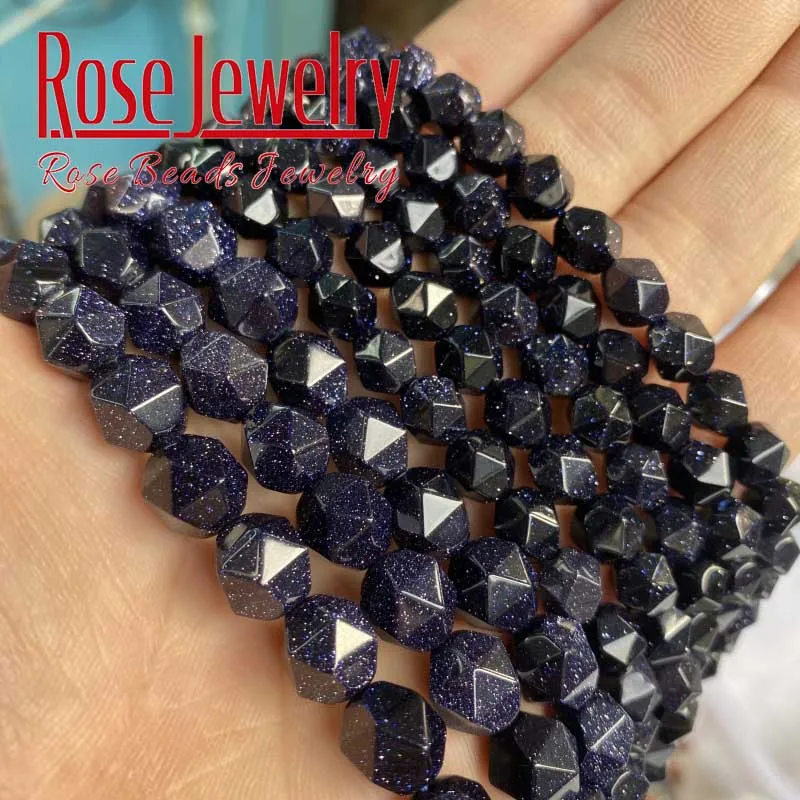 

Natural Faceted Blue Sand Stone Loose Beads For Jewelry Making DIY Bracelet Accessories 15" Strand Factory Wholesale 6/8/10mm