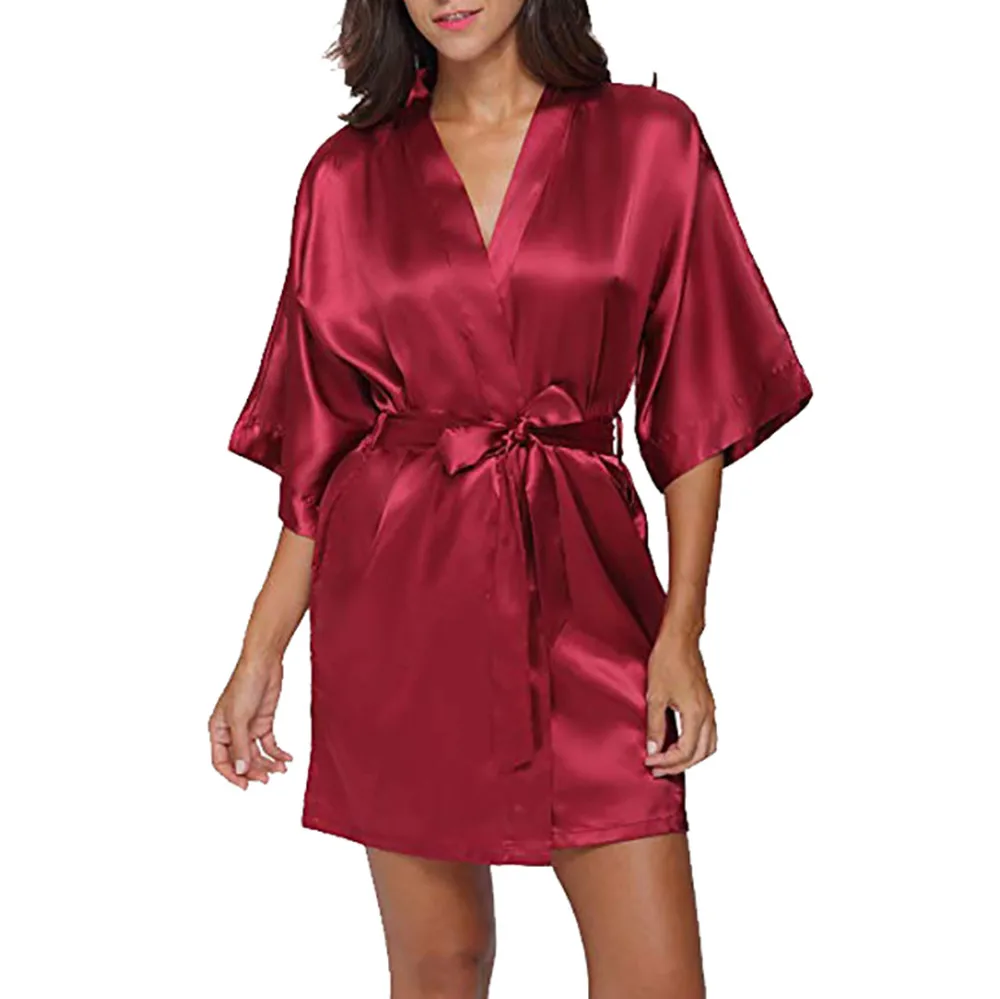 Новое атласное кимоно халат для женщин сексуальное нижнее белье шелковая ночная
