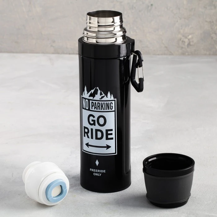 Thermos with carbine &quotNO Parking&quot 500 ml heat conservation time 14 h Kitchen supplies Vacuum Flasks Thermoses Drinkware Dining Bar Home