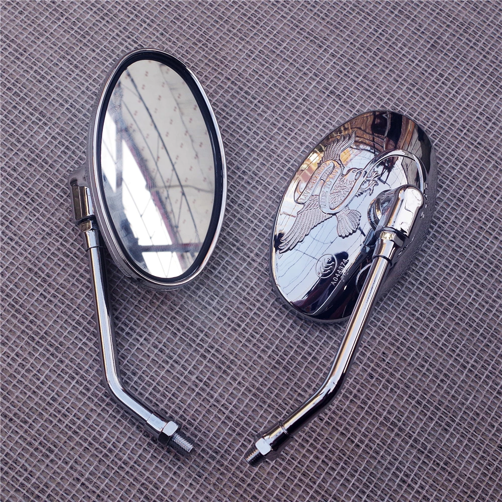 

Universal Motorcycle Oval Chrome Rearview Mirrors 10MM Motorbike Side Mirror FOR Yamaha xt 600 virago 125 535 1100 vmax 1200