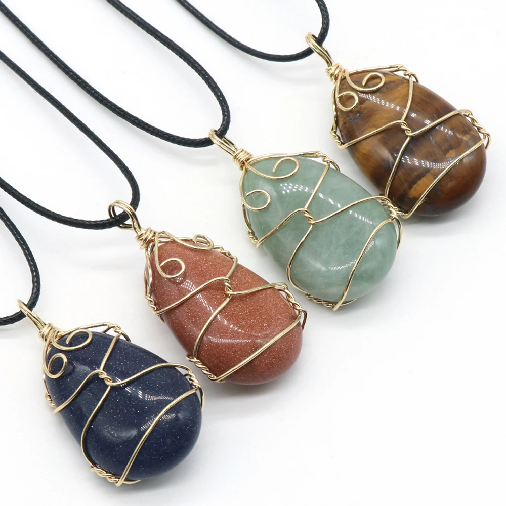 

Natural Stone Pendant Necklace Irregural Natural Agates Stone Pendant Necklace for Women Jewerly DIY Party Gift 25x52mm