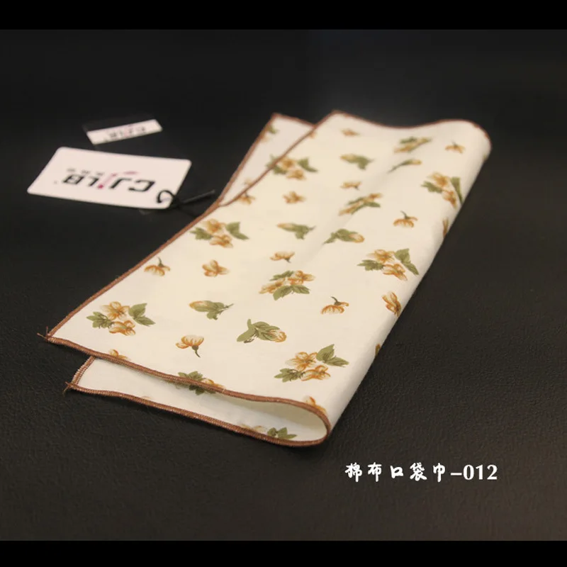 

2020 Casual Mens Suits Floral Printed Hankerchief Scarves Cotton Gentlemen Hankies Pocket Square Chest Towel Custom LOGO