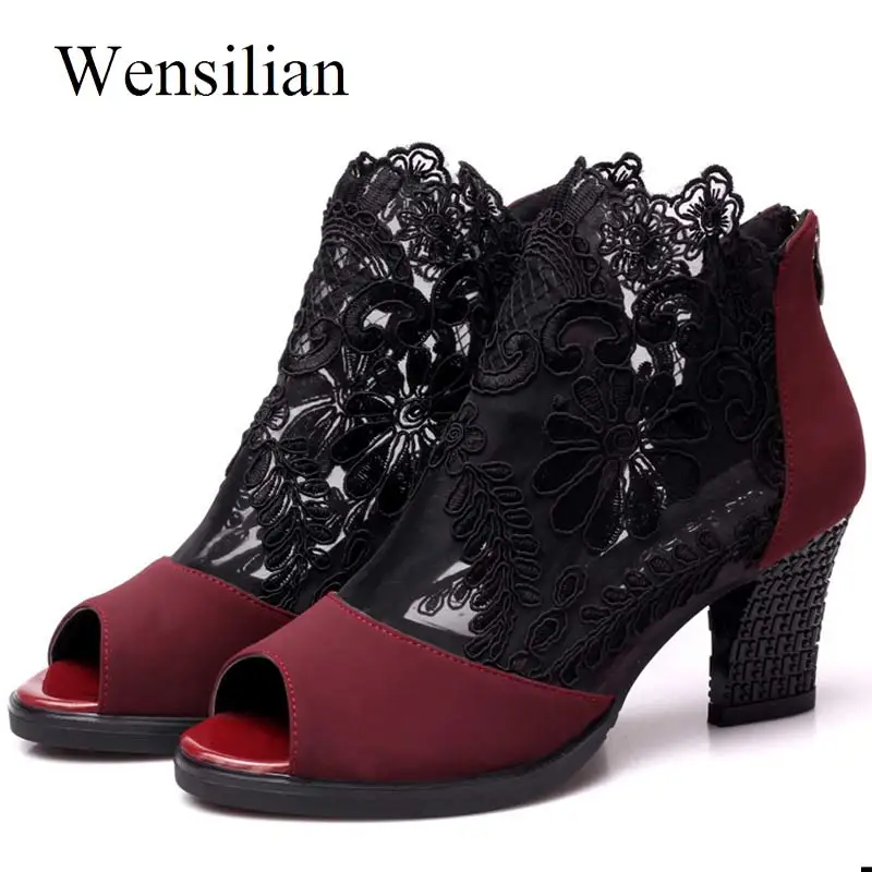 Летние сандалии с открытым носком привлекательные женские туфли на каблуках