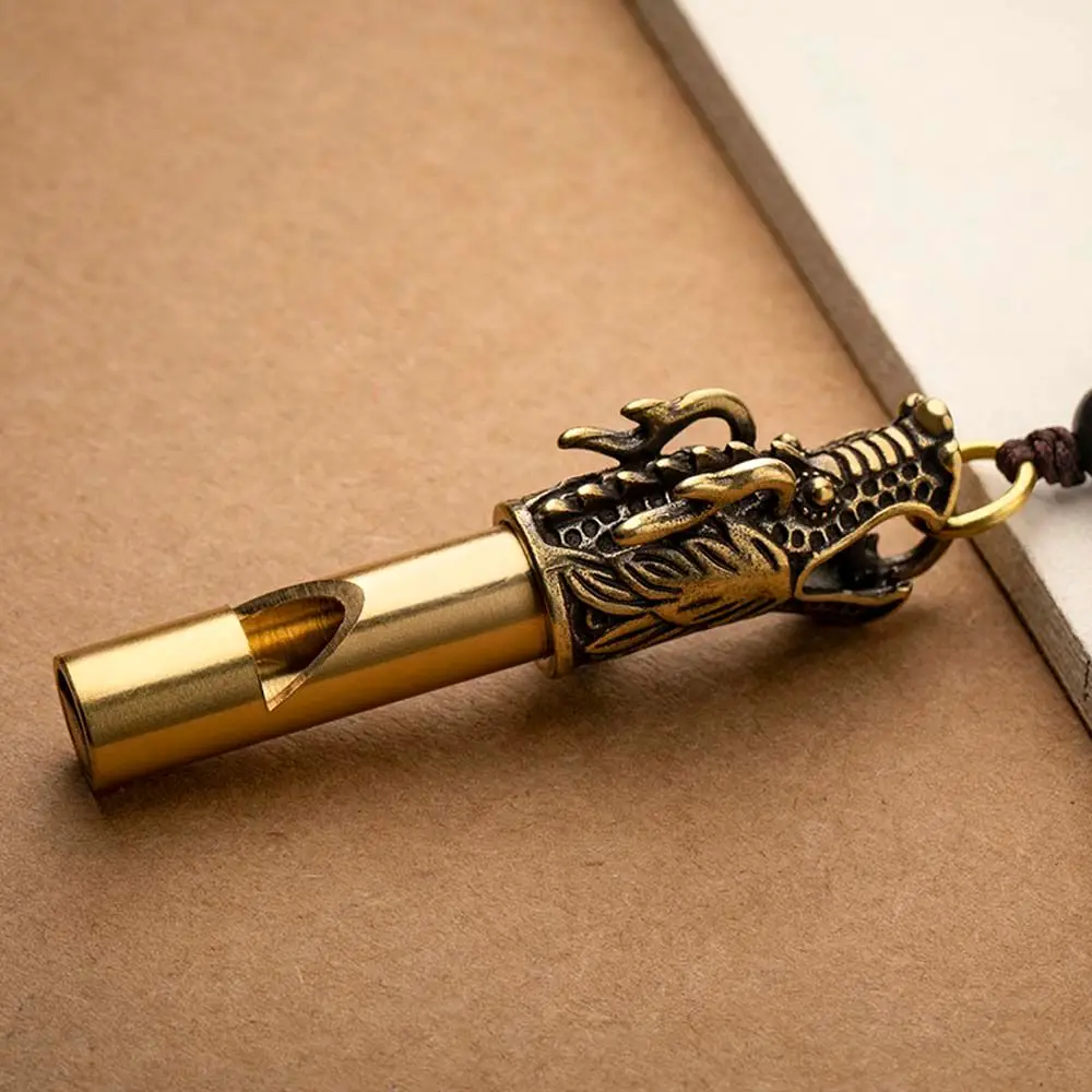 

Handmade Brass Dragon Head Whistle Car Keys Chains Pendants Men Women Outdoor Survival Tools Whistles Necklaces Keychains Charm