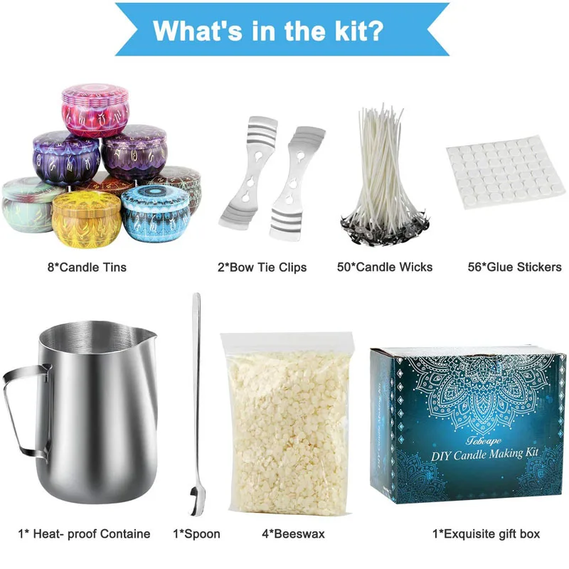 

DIY Handmade Candle Making Tools Kit Soy Wax Dye Wicks Holder Glass Cup Materials Complete Set