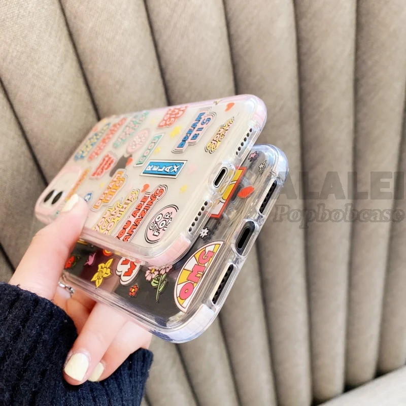 

Label Phone Case for Samsung S20Ultra S10Plus S9 S8 Plus Note 10Plus 9 8 Ins Fashion Anti-Fall Shockproof Tpu Soft Phone Cover