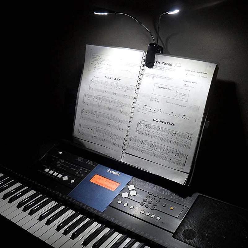 

Adjustable 2 Dual Arms 4 LED Clip on LED Lamp for Music Stand and Book Reading Guitar Sheet Goosenecks Music Accessories