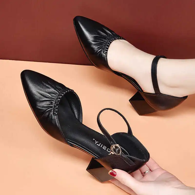 

2021 NEW Women's Leather Shoes,Autumn Comfortable Office Lady High Heels,Pointed toe,Shallow out,Black,Red,Beige,Dropshipping