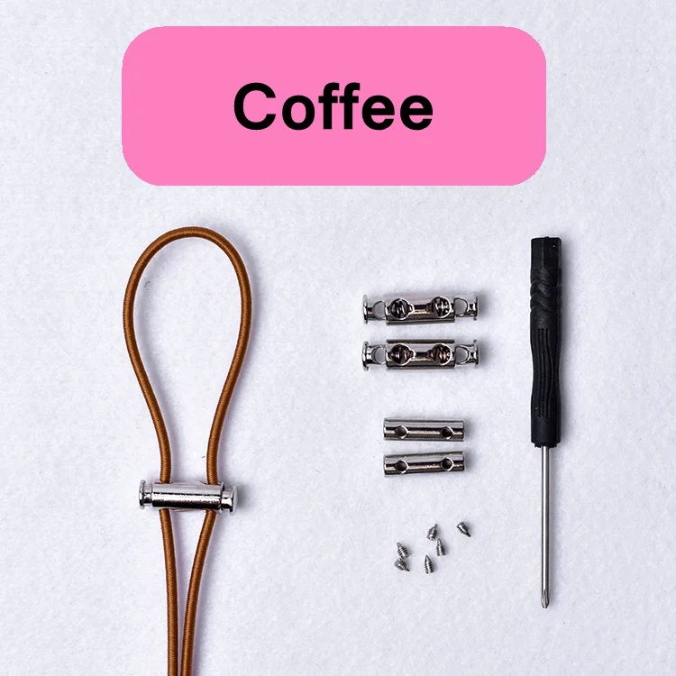 coffee 1 пара эластичных шнурков металлические весенние пряжки круглые шнурки удобные быстрые шнурки без шнурков шнурки унисекс фиксирующие шнурки - Цвет: coffee