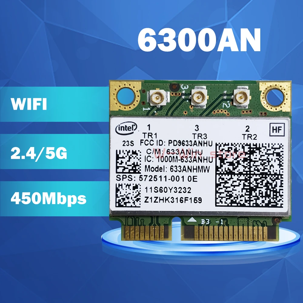 Двухдиапазонный 6300AN Half Mini PCIe для Wi-Fi карты intel 450M Lenovo FRU:60Y3233 T410 T410s T410i T420 T420s T420i T430 |