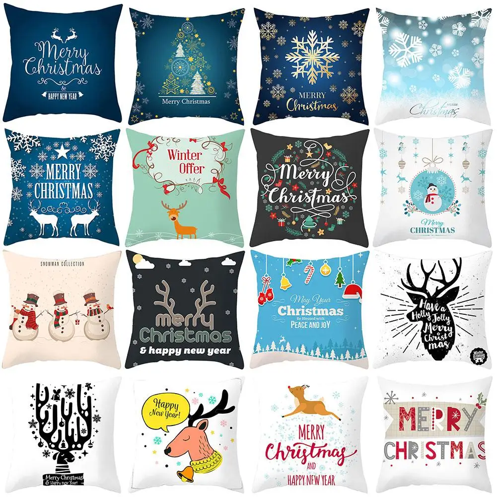 

Snowflake Elk Antlers Snowman Cushion Cover Pillow Case Car Sofa Xmas Decor Pillowcases