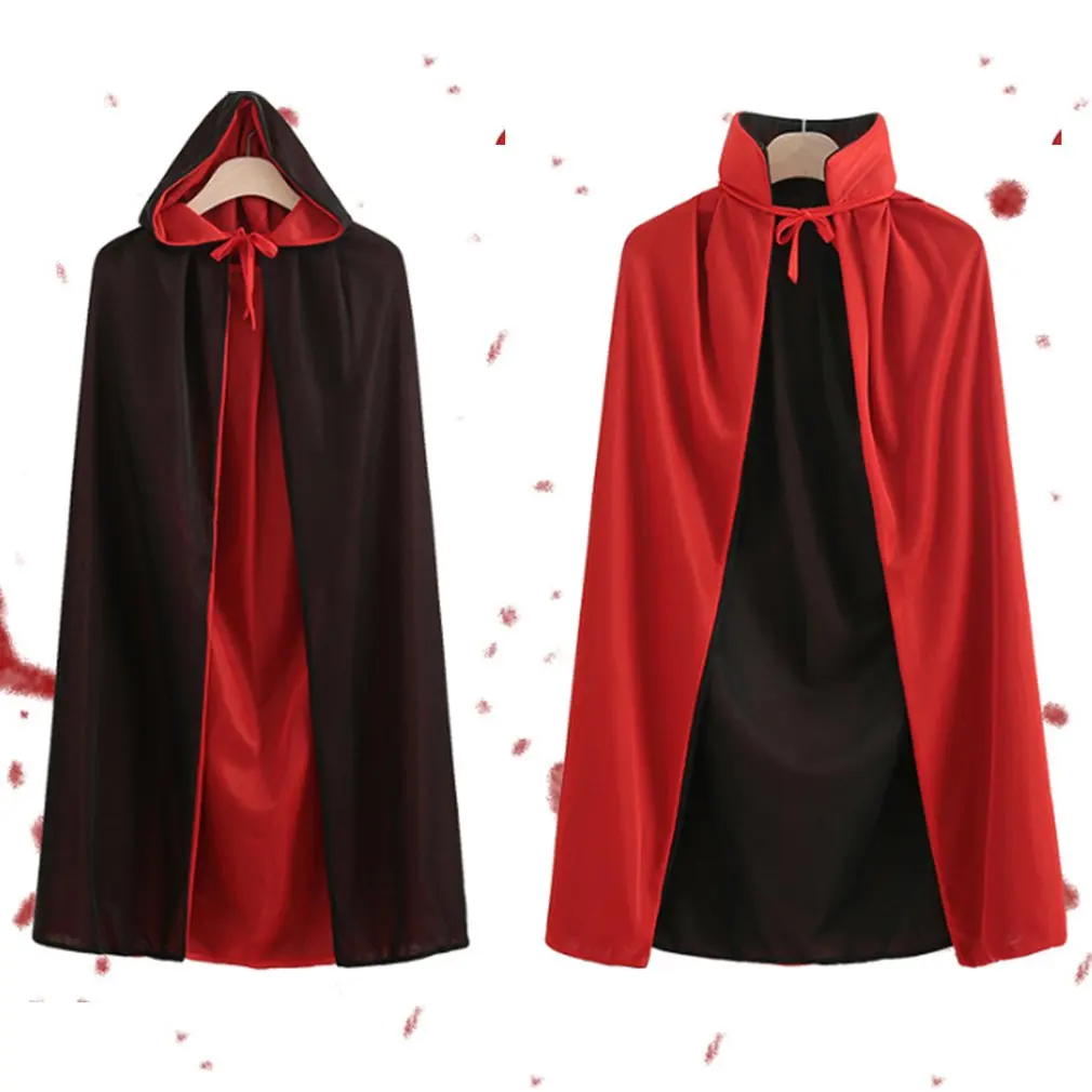 Красные черные накидки ведьмы вампира плащ на Хэллоуин с капюшоном для детей