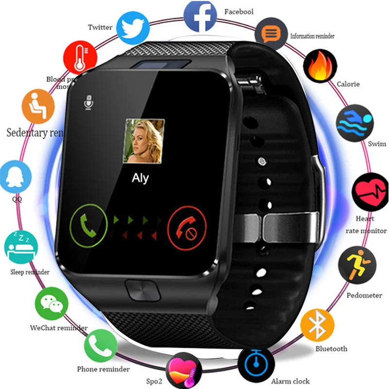DZ09 Smart Watch Bluetooth Call Smartwatch With Sim TF Card Solt Passometer Wrist Watch For Android IOS Smart Phones Watch Men call ios watch men women smart watch with sim card music camera sports pedometer sleep monitor smartwatch for android
