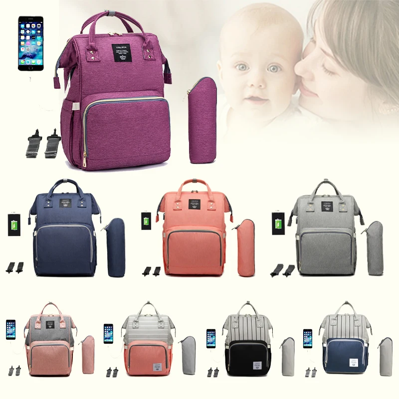 

2022 New USB Diaper Bag Baby Care Large Capacity Mom Travel Backpack Mummy Maternity Stroller Bag Waterproof Baby Pregnant Bag
