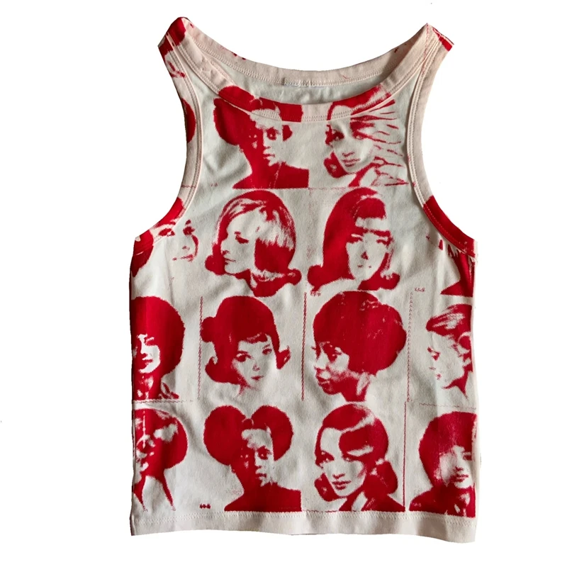 

Y2K Graphic Print Tank Top Harajuku Women Sleevless Cute Pink Mini Vest Gothic Aesthetic Slim Fit Vintage Cropped Streetwear