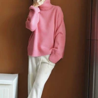 lhzsyy autumn winter new women turtleneck sweater large size wool thicken warm pullovers knit long sleeve cashmere loose jumper