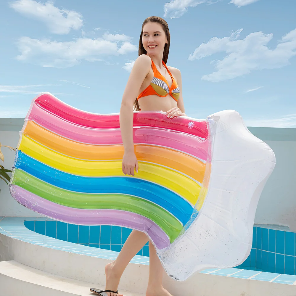 

Summer Swimming Air Mattress Inflatable Row Thick Outdoor Sequins Air Mattress Adult Portable Hinchable Gigante Water DM50AM
