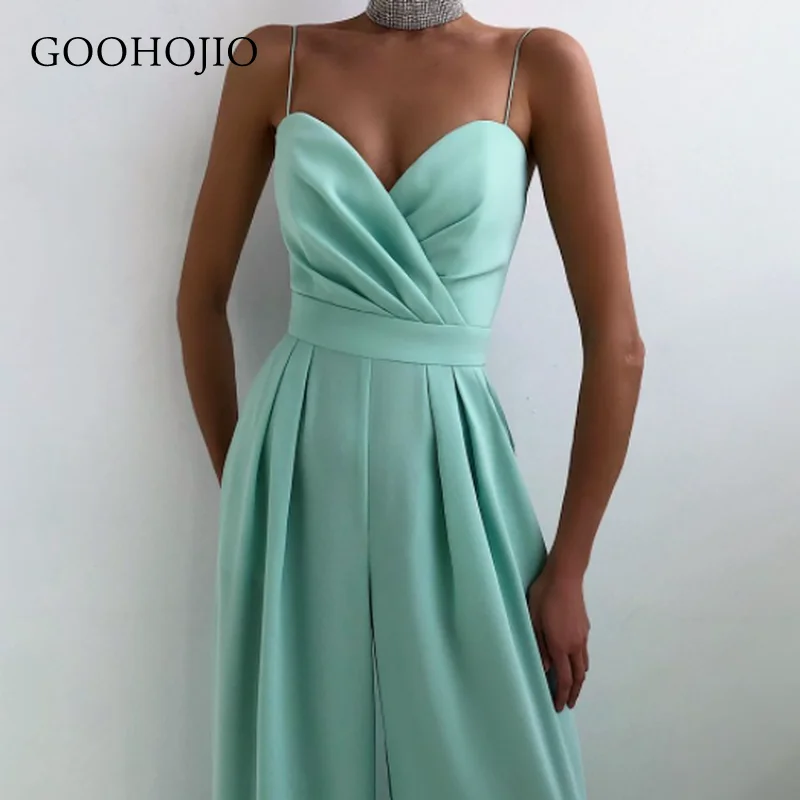 

GOOHOJIO 2021 Spring Autumn New Streetwear Casual Rompers Womens Sleeveless High Waist Women Jumpsuits Backless Jumpsuit Ladies