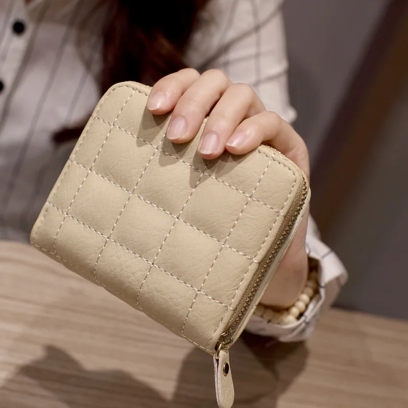 

Fashion Women Short Wallet Plaid Purse Card Holder Women Small Wallet Zipper Clutch Coin Purse Female Bag Portefeuille Femme