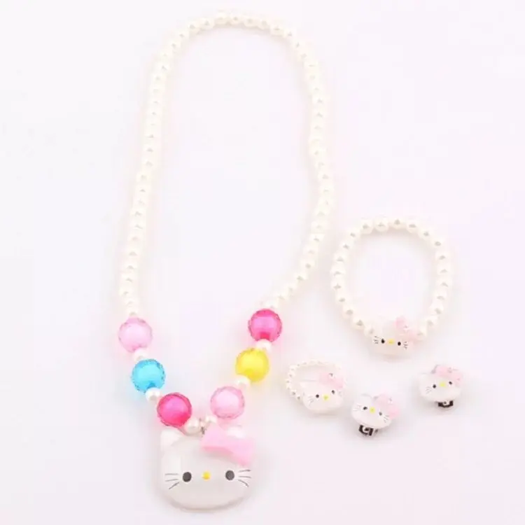 4 шт./компл. бусины принцессы с имитацией жемчуга кошка милое ожерелье браслеты