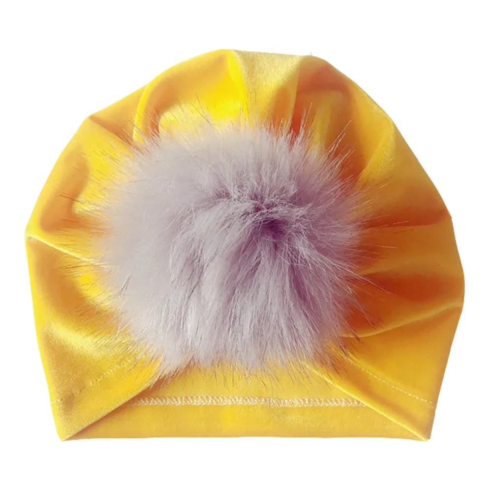 Повседневные детские бархатные шапки золотого цвета теплая шерстяная вязаная