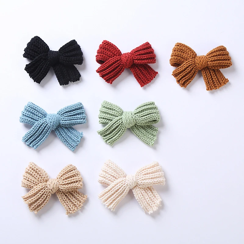

2021 New Lovely Knit Hairpins Baby Hair Clips Hair Bows For Hair Accessories Bow Knot Boutique For Kids Girls Head Wear Hot Sold