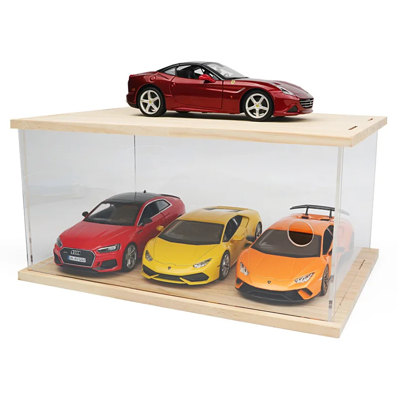 

Imported log parking space display rack wooden car model dustproof storage box hand-run display box storage cabinet