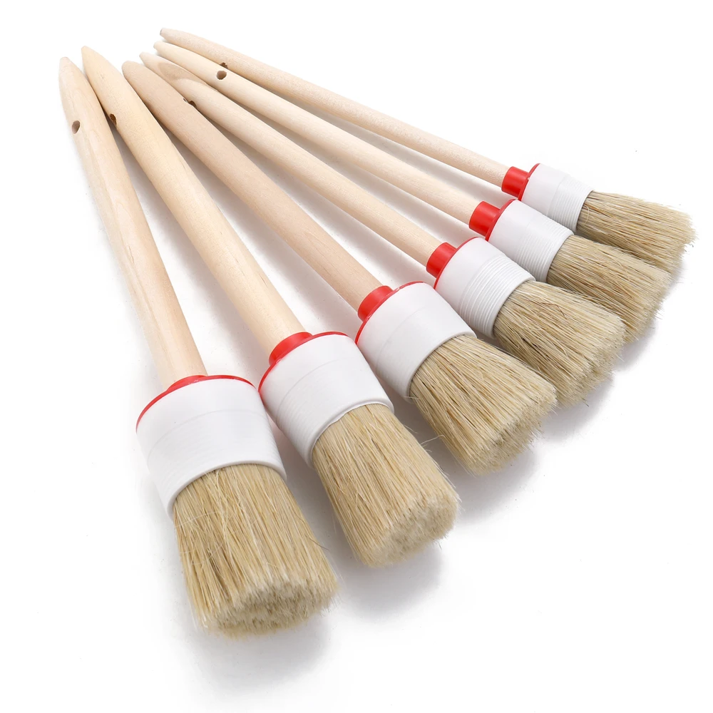 6 шт. щетка для машины набор щетина деревянная ручка авто Уход салона приборной