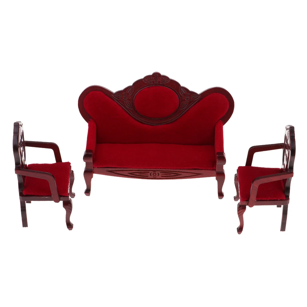 Винтажный миниатюрный бархатный диван-диван набор для кукольного дома сада