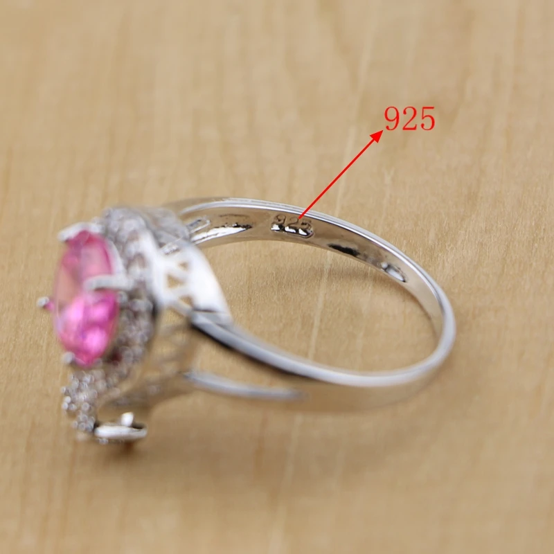 Прекрасный розовый Кубический Цирконий 925 серебряные ювелирные наборы для